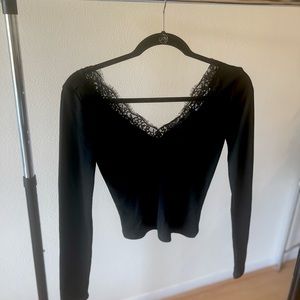 Koton V-Neck Black Tshirt XS